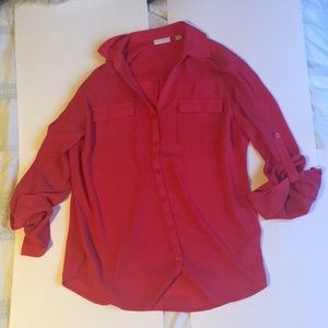 Pink button up sheer blouse from New York and Co.